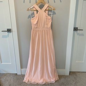 Lulu’s | light pink/peach maxi bridesmaid dress | size small
